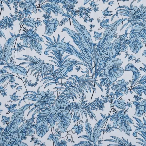 Handmade Blue Floral Printed Dress Fabric By 10 Yards - Image 4