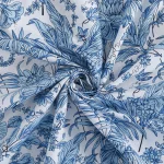 Handmade Blue Floral Printed Dress Fabric By 10 Yards
