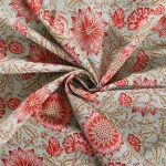 Handmade Floral Print Cotton Fabric Sea Green Dress Material - Image 2