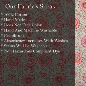 Handmade Floral Print Cotton Fabric Sea Green Dress Material - Image 5