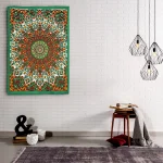 Handmade Green Star Printed Cotton Tapestry