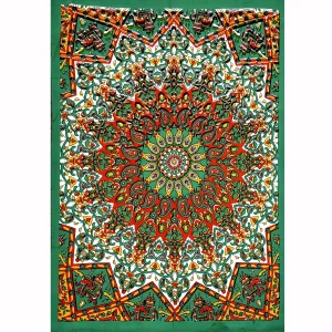 Handmade Green Star Printed Cotton Tapestry - Image 2