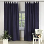 Handmade Navy Blue Solid Cotton Curtains Set - Image 2