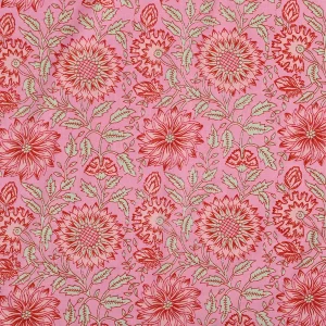 Handmade Pink Floral Print Cotton Fabric - Image 4