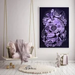 Handmade Purple Human Skull Tapestry