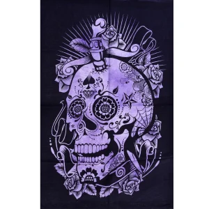 Handmade Purple Human Skull Tapestry - Image 2