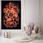 Handmade Skull Print Cotton Tapestry / Poster