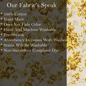Handmade Yellow Floral Printed Cotton Fabric - Image 6