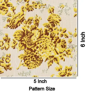 Handmade Yellow Floral Printed Cotton Fabric - Image 5