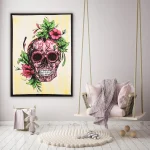Human Skull Hand Painted Wall Hanging Tapestry