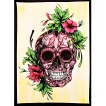 Human Skull Hand Painted Wall Hanging Tapestry - Image 2