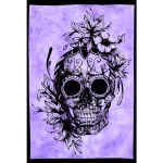 Human Skull Purple Color Wall Decor Cotton Tapestry - Image 2