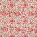 Indian 5 Yard Cotton Handcrafted Floral Print Beige Fabric - Image 4