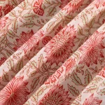 Indian 5 Yard Cotton Handcrafted Floral Print Beige Fabric