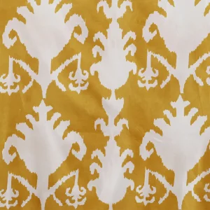 Indian 5 Yard Handmade Yellow Ikat Printed Cotton Fabric - Image 4