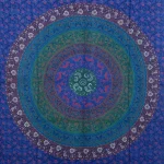 INDIAN BLUE MANDALA WALL HANGING SINGLE TAPESTRY - Image 2