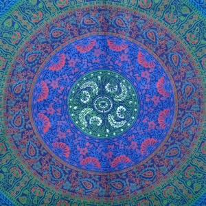 INDIAN BLUE MANDALA WALL HANGING SINGLE TAPESTRY - Image 3