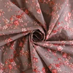 Indian Cotton Brown Red Floral Print Fabric - Image 2