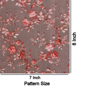 Indian Cotton Brown Red Floral Print Fabric - Image 6