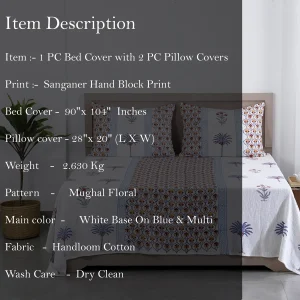 Indian Cotton King Size Blanket Set Hand Block Printed - Image 5