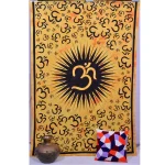 Indian Cotton Twin Size Yellow Bed Cover