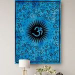 Indian Cotton Wall Hanging Turquoise Om Mandala