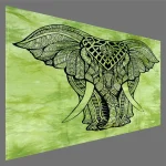 Indian Decor Mandala Tapestry Green Elephant Poster - Image 3
