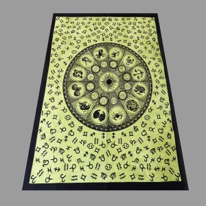 Indian Decorative Astrology Mandala Green Tapestry - Image 3