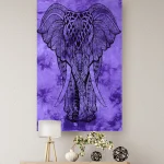 Indian Elephant Print Purple Tapestry