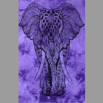 Indian Elephant Print Purple Tapestry - Image 2