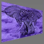 Indian Elephant Print Purple Tapestry - Image 3