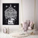 Indian Elephant Tree of Life Yoga Mat Poster