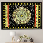 Indian Green Horoscope Print Tapestry