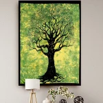 Indian Green Tree of Life Print Tapestry
