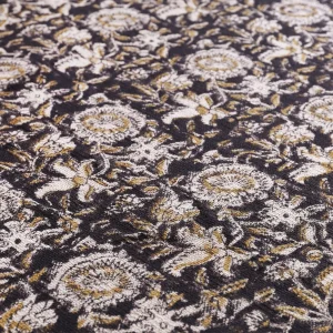 Indian Hand Block Floral Beige & Black Cotton Sofa Throw - Image 7
