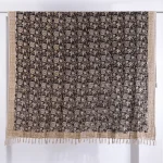 Indian Hand Block Floral Beige & Black Cotton Sofa Throw - Image 6