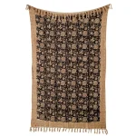 Indian Hand Block Floral Beige & Black Cotton Sofa Throw - Image 5