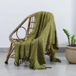 Indian Hand Block Print Green Throw