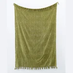 Indian Hand Block Print Green Throw - Image 3