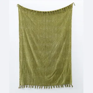 Indian Hand Block Print Green Throw - Image 3