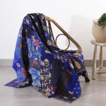 Indian Handmade Patchwork Kantha Quilt Blue Throw