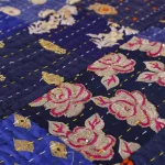 Indian Handmade Patchwork Kantha Quilt Blue Throw - Image 4