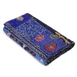 Indian Handmade Patchwork Kantha Quilt Blue Throw - Image 2