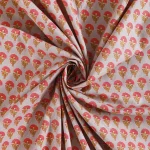 Indian Handmade Print Beige Pure Cotton Fabric