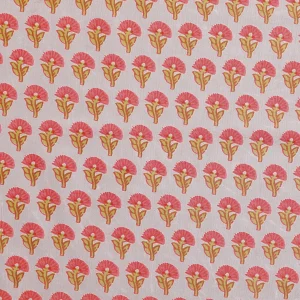 Indian Handmade Print Beige Pure Cotton Fabric - Image 4