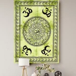 Indian Mandala Tapestry Green Om Print Poster