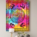 Indian Multi Tie Dye Om Chakra Tapestry