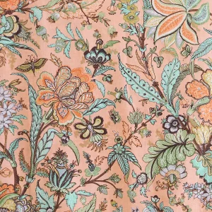 Indian Pink Floral Print Cotton Running Fabric - Image 4