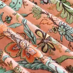 Indian Pink Floral Print Cotton Running Fabric