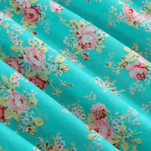 Indian Running Green Floral Print Cotton Fabric For Women - Image 2
